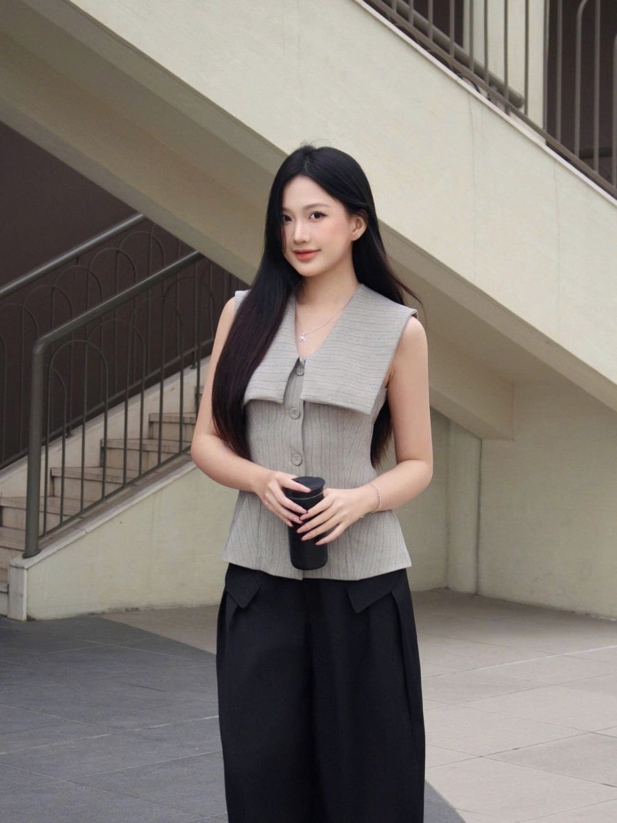 Áo sọc cổ bản vuông lớn LABAVISTA B608