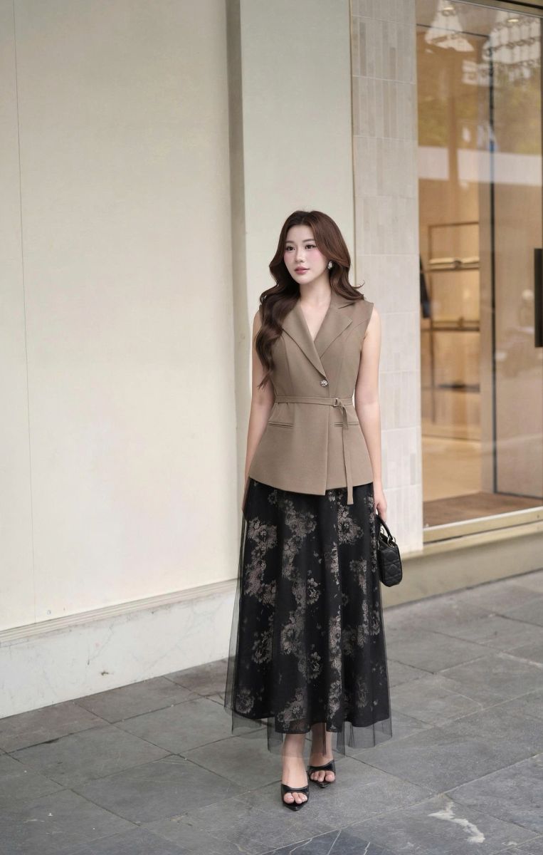 Áo gile kèm belt sang, thanh lịch và hiện đại LABAVISTA B619
